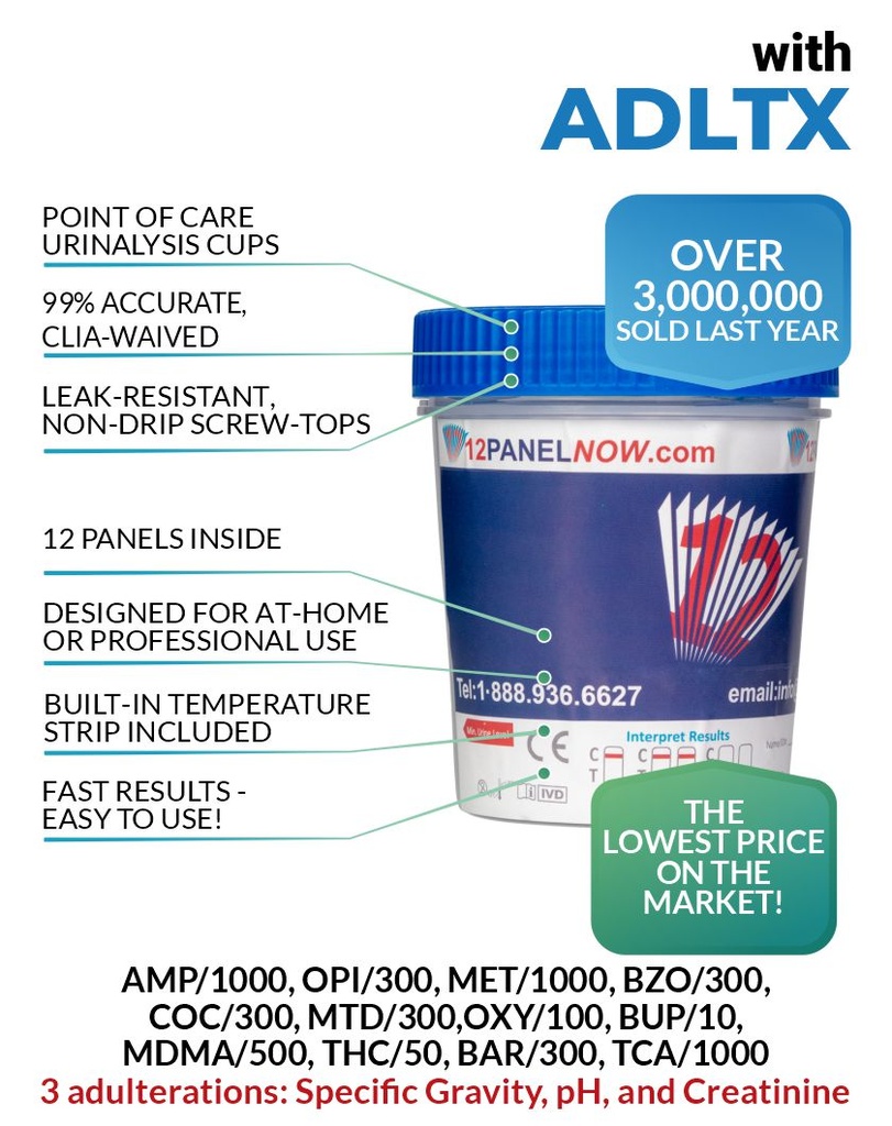 12 Panel Drug Test Cup With Adulterants (ADLTX)